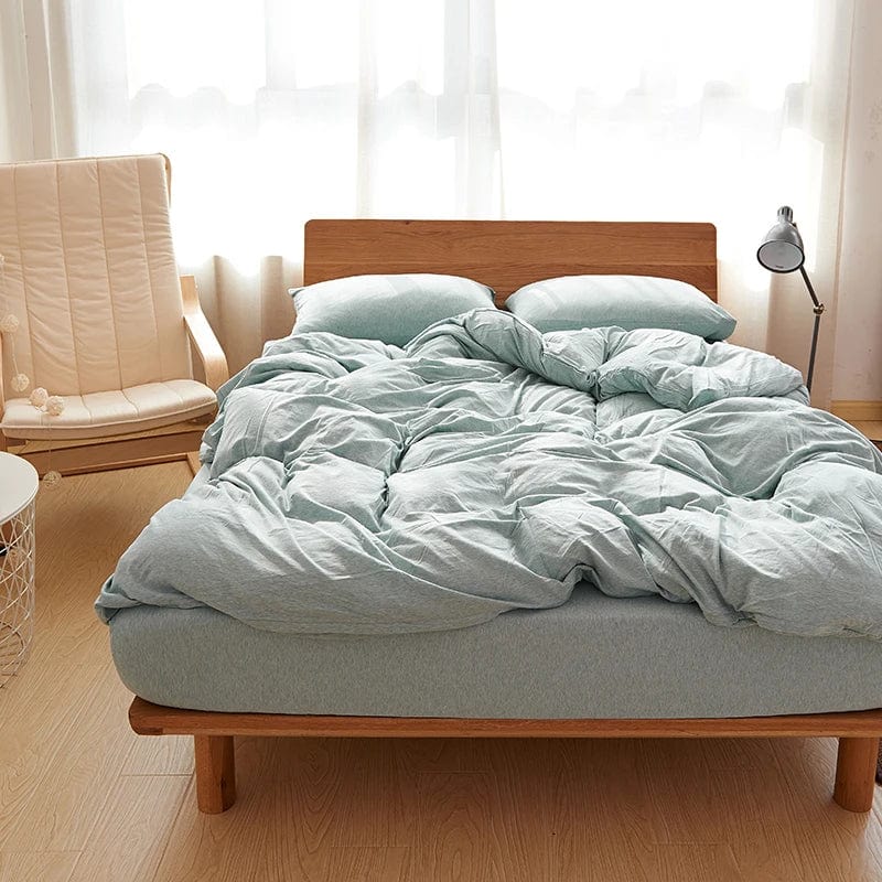 Essentialshouses 19 aqua blue / Queen 150x200 bed Soft jersey knit bedding set