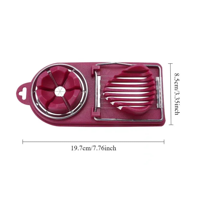 Essentialshouses 1PC- Red Multifunctional PP Base egg cutter 2-in-1 stainless steel wire pull egg cutter for hanging high-quality kitchen accessory tools