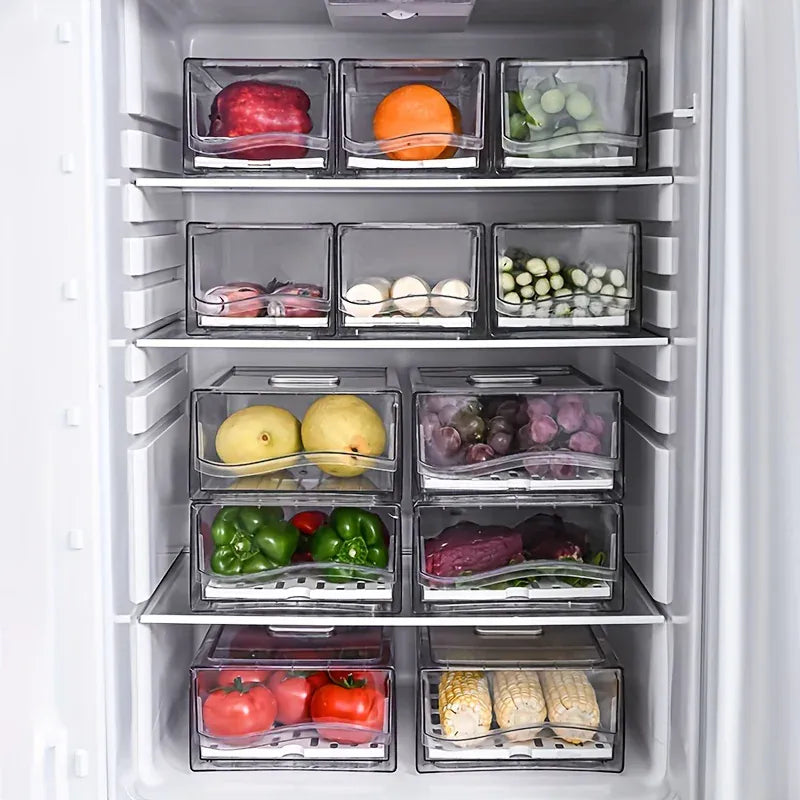 Essentialshouses 1pcKitchen refrigerator storage box drawer type fresh-keeping box eggs and meat food frozen finishing storage box