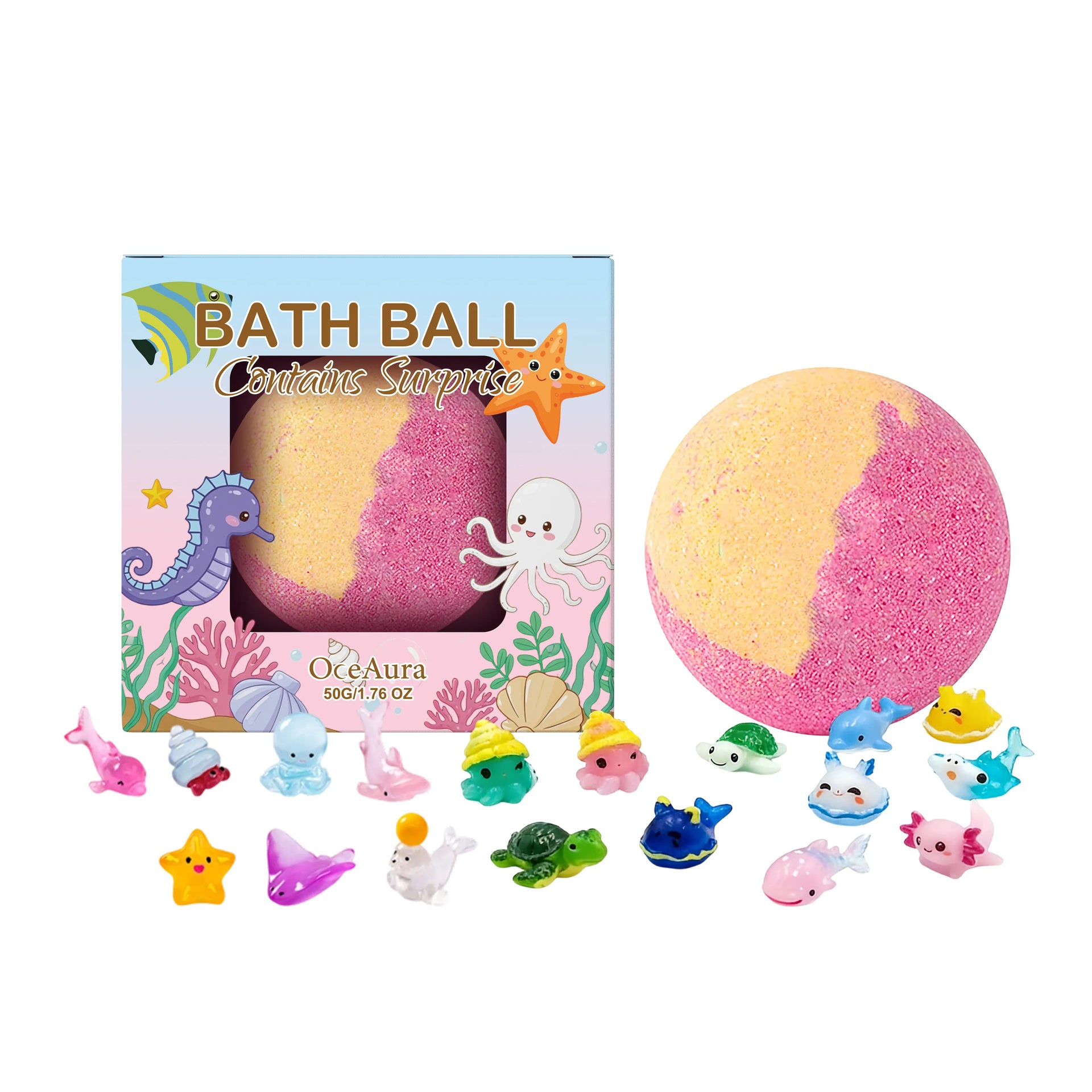 Essentialshouses 1pcs(1box) 12pcs Bath Bombs Set with Surprise Toys Inside Natural Organic Bubble Bath Fizzies Balls Gift for Holiday Gift Set