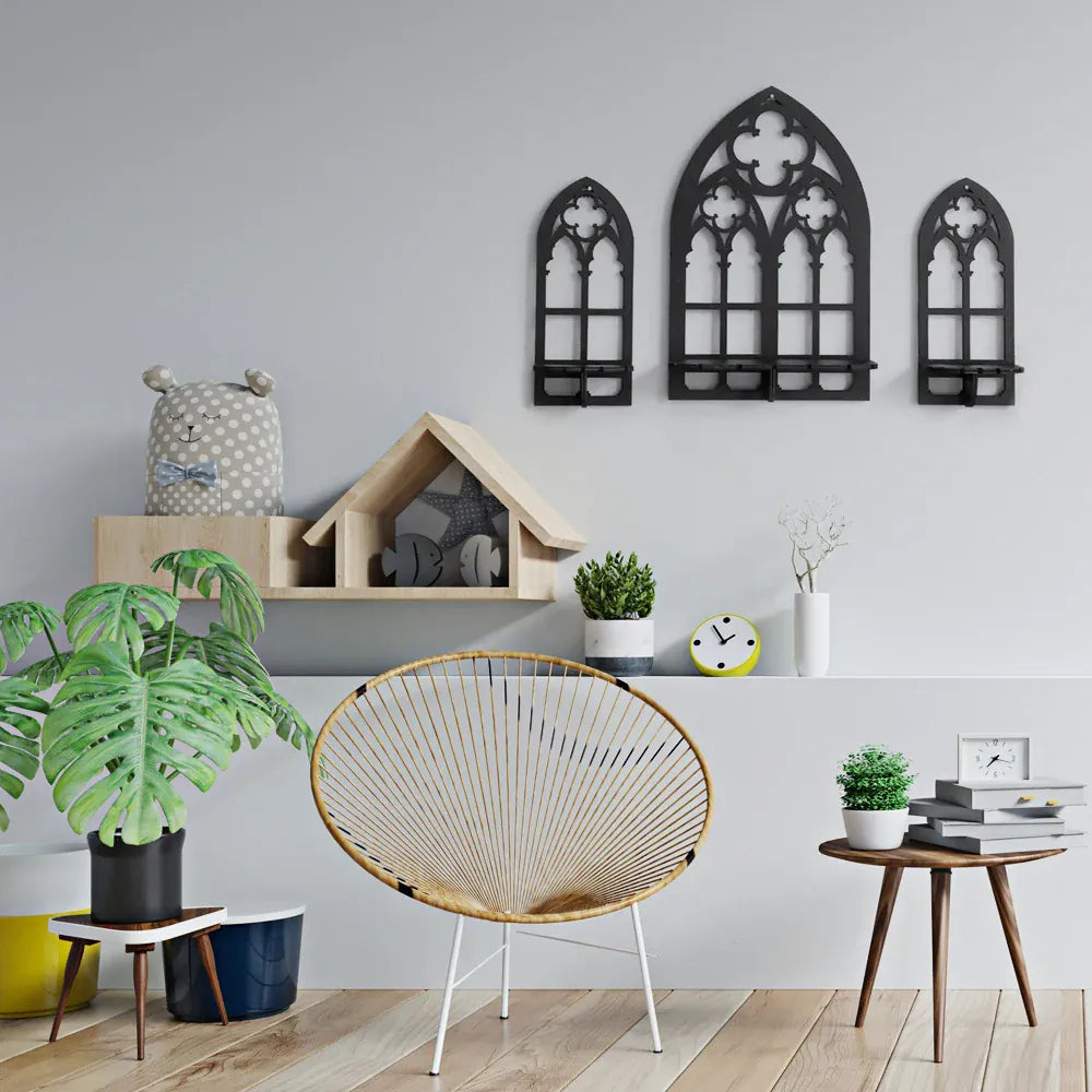 Essentialshouses 1PCS / as picture Wooden Crystal Display Stand Bohemian Hand Stand Gothic Style Wooden Hanging Bracket Wall Storage Holders Decorative Shelves