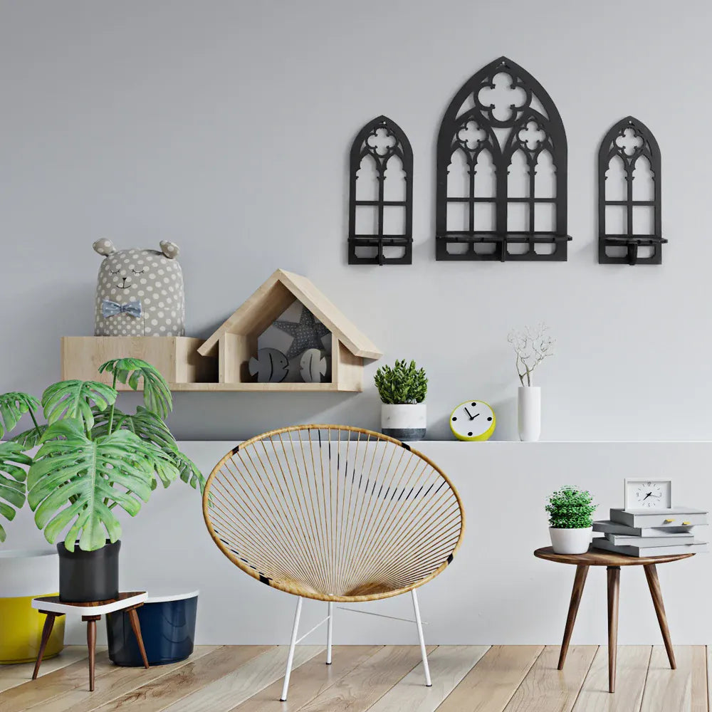 Essentialshouses 1PCS / as picture Wooden Crystal Display Stand Bohemian Hand Stand Gothic Style Wooden Hanging Bracket Wall Storage Holders Decorative Shelves