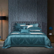 Essentialshouses 20220702 / 7pcs Family size Dark Golden Satin Duvet Cover Set