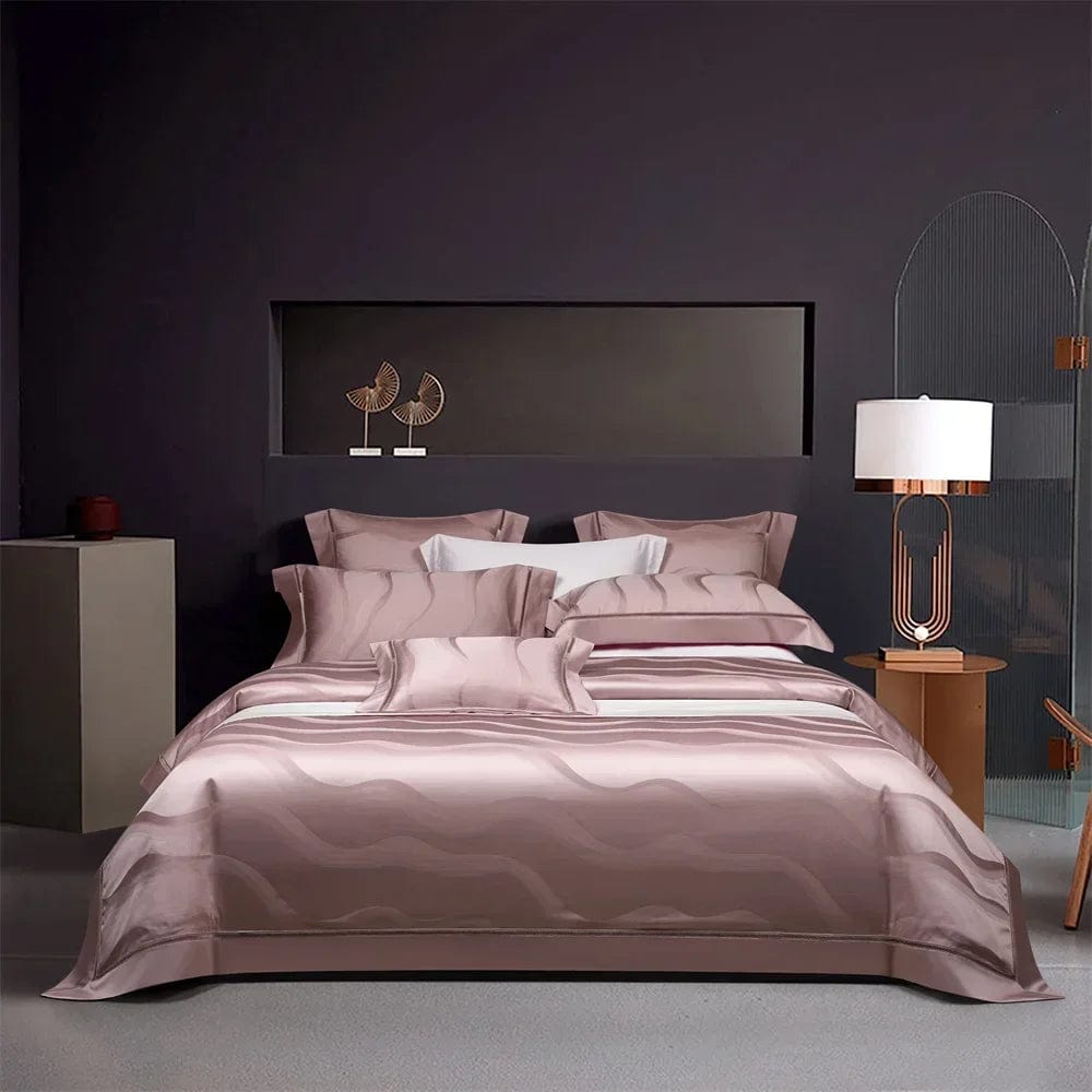 Essentialshouses 20220708 / 6pcs Queen Dark Golden Satin Duvet Cover Set