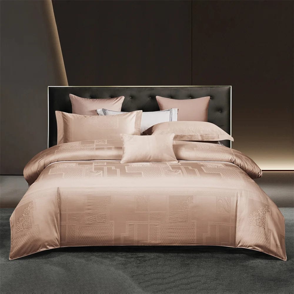 Essentialshouses 20231321 / 6pcs Queen Dark Golden Satin Duvet Cover Set