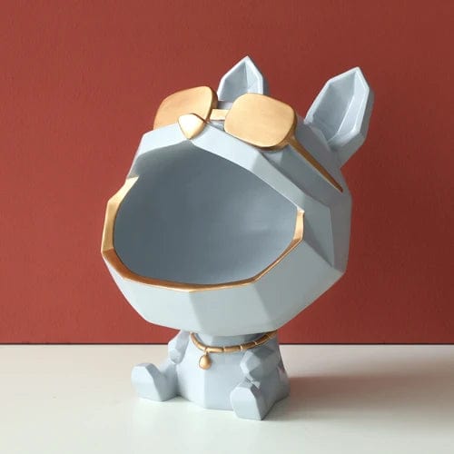 Essentialshouses 2077Grey 🐶Big-Mouth French Bulldog Storage Box – Resin Decor