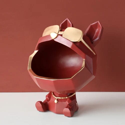 Essentialshouses 2077Red 🐶Big-Mouth French Bulldog Storage Box – Resin Decor