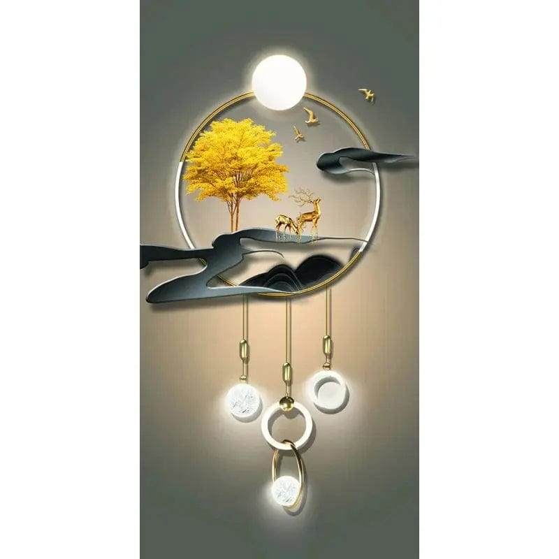 Essentialshouses 21 / 20x40cm No Frame 🦌Golden Deer Tree Nordic Canvas Art – Elegant Wall Décor