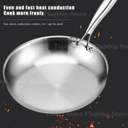 Essentialshouses 22/24/26/28/30cm Titanium Stainless Steel Frying Pan Non-stick Wok Home Egg Steak Skillet Induction Gas Stove Kitchen Cookware
