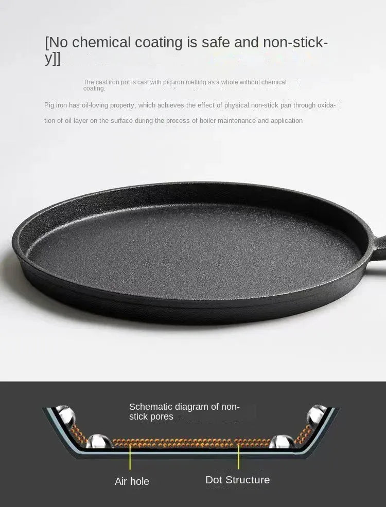Essentialshouses 26cm Cast Iron Frying Pan Uncoated Non-stick Egg Pancake Pan Crepe Maker Steak Frying Pot Gas Induction Cooker Kitchen Cookware