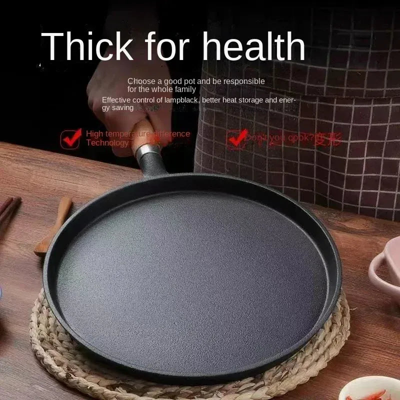 Essentialshouses 26cm Cast Iron Frying Pan Uncoated Non-stick Egg Pancake Pan Crepe Maker Steak Frying Pot Gas Induction Cooker Kitchen Cookware