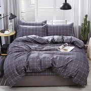 Essentialshouses 28 / Full Cover 180x220cm / Flat Bed Sheet Gray Pink Bear Pattern Duvet Cover