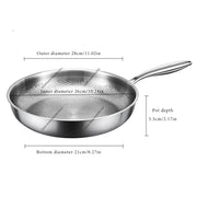 Essentialshouses 28cm 22/24/26/28/30cm Titanium Stainless Steel Frying Pan Non-stick Wok Home Egg Steak Skillet Induction Gas Stove Kitchen Cookware