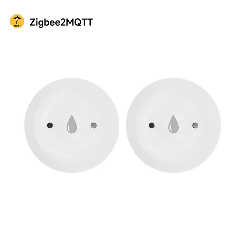 Essentialshouses 2Pcs Zigbee 2MQTT Smart ZigBee3.0 2MQTT Water Leakage Sensor Flood Overflow Alarm APP Remote Monitoring Work with Home Assistant Security Detector