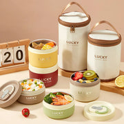 Essentialshouses 304 Stainless Steel Insulated Bento Box Microwave Heatable Round Sealed Thermal Lunch Box For Kids Students Food Container
