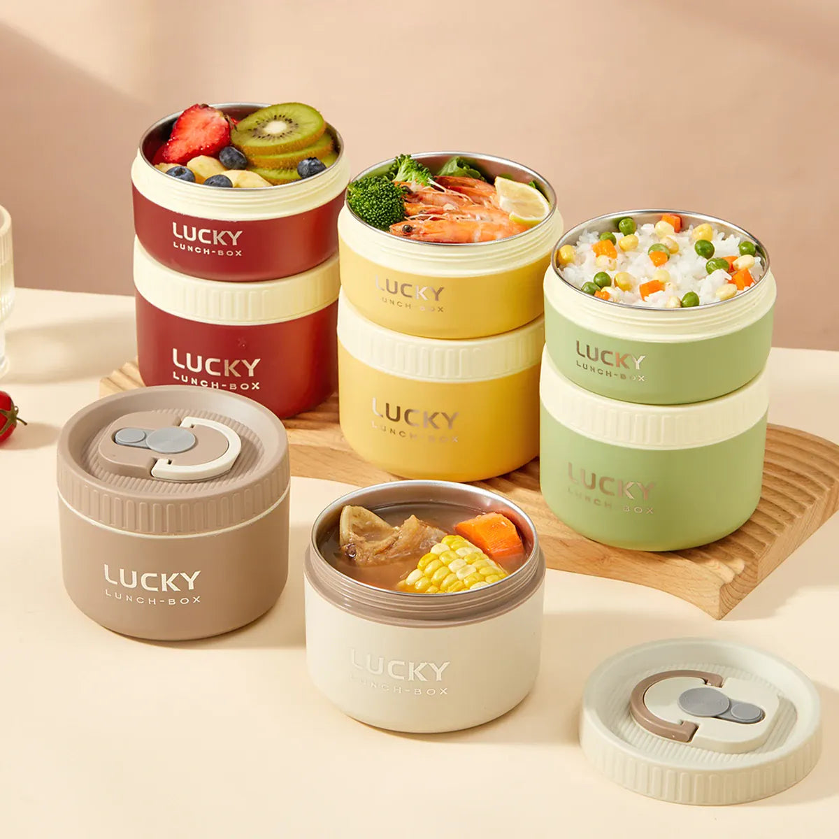 Essentialshouses 304 Stainless Steel Insulated Bento Box Microwave Heatable Round Sealed Thermal Lunch Box For Kids Students Food Container