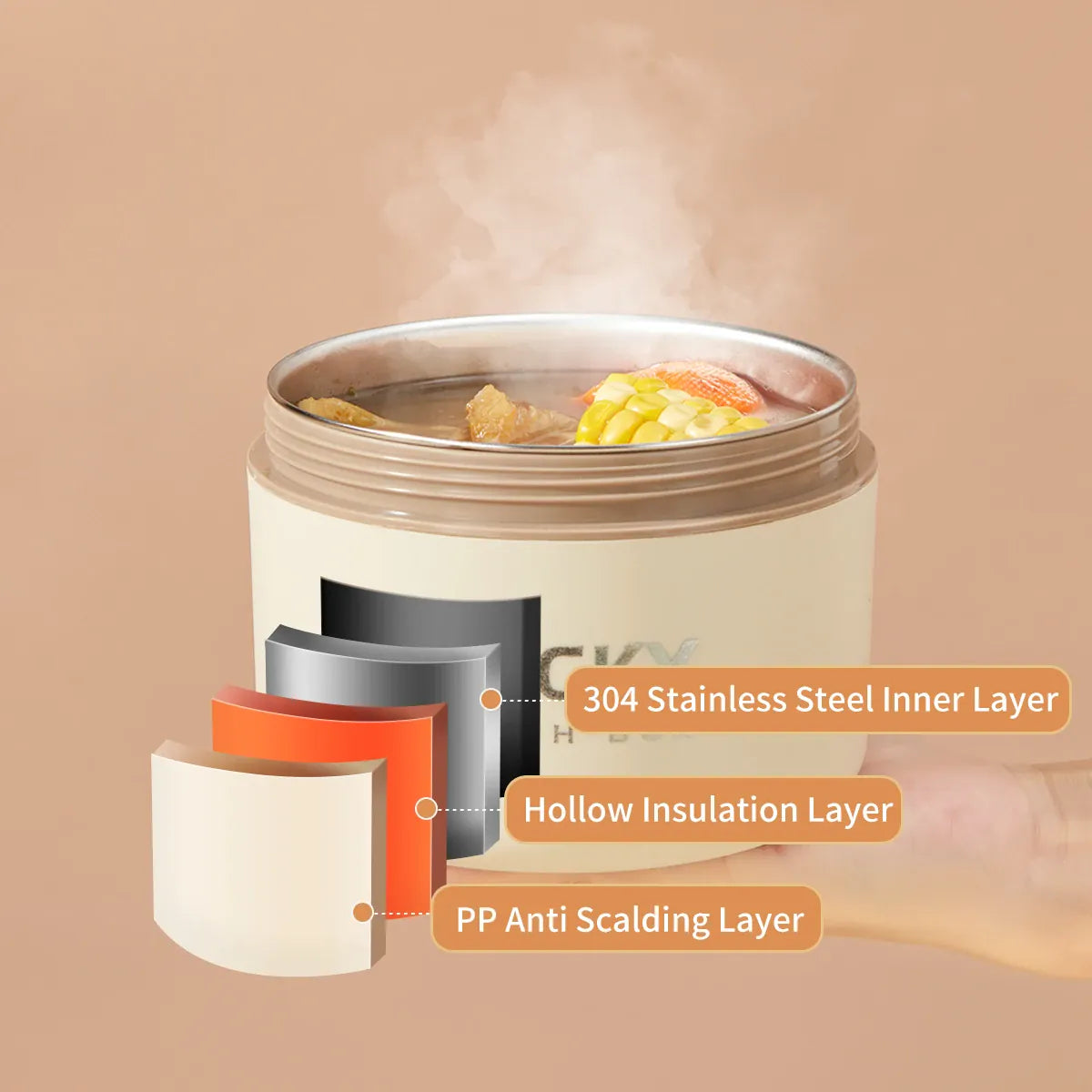 Essentialshouses 304 Stainless Steel Insulated Bento Box Microwave Heatable Round Sealed Thermal Lunch Box For Kids Students Food Container