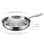 Essentialshouses 30cm 22/24/26/28/30cm Titanium Stainless Steel Frying Pan Non-stick Wok Home Egg Steak Skillet Induction Gas Stove Kitchen Cookware