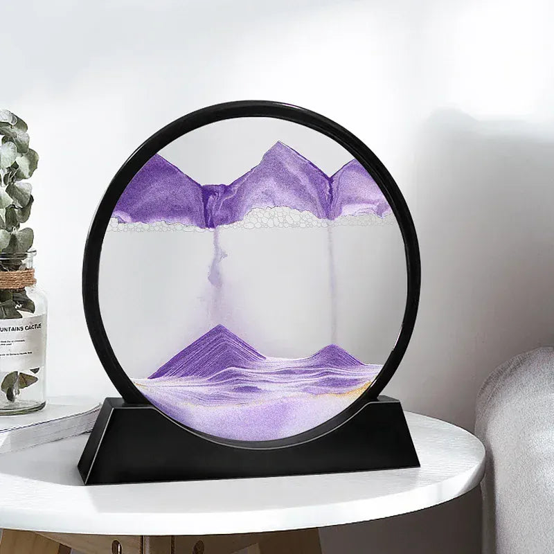 Essentialshouses 3D Sandscape Moving Sand Art Picture Round Glass Deep Sea Hourglass Quicksand Craft Flowing Sand Painting Office Home Decor Gift