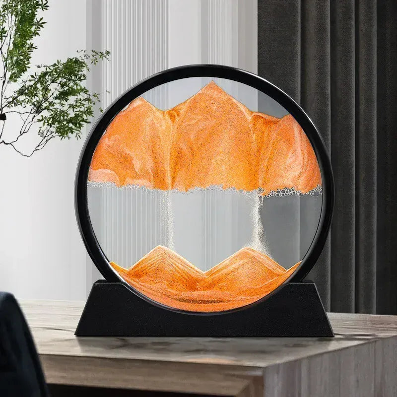 Essentialshouses 3D Sandscape Moving Sand Art Picture Round Glass Deep Sea Hourglass Quicksand Craft Flowing Sand Painting Office Home Decor Gift