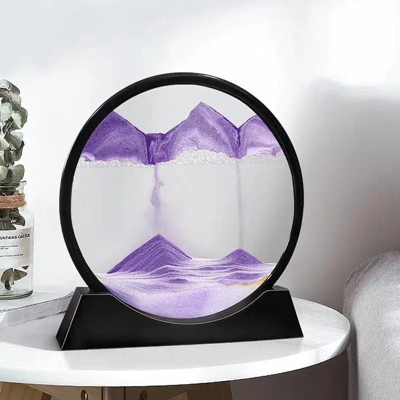 Essentialshouses 3D Sandscape Moving Sand Art Picture Round Glass Deep Sea Hourglass Quicksand Craft Flowing Sand Painting Office Home Decor Gift