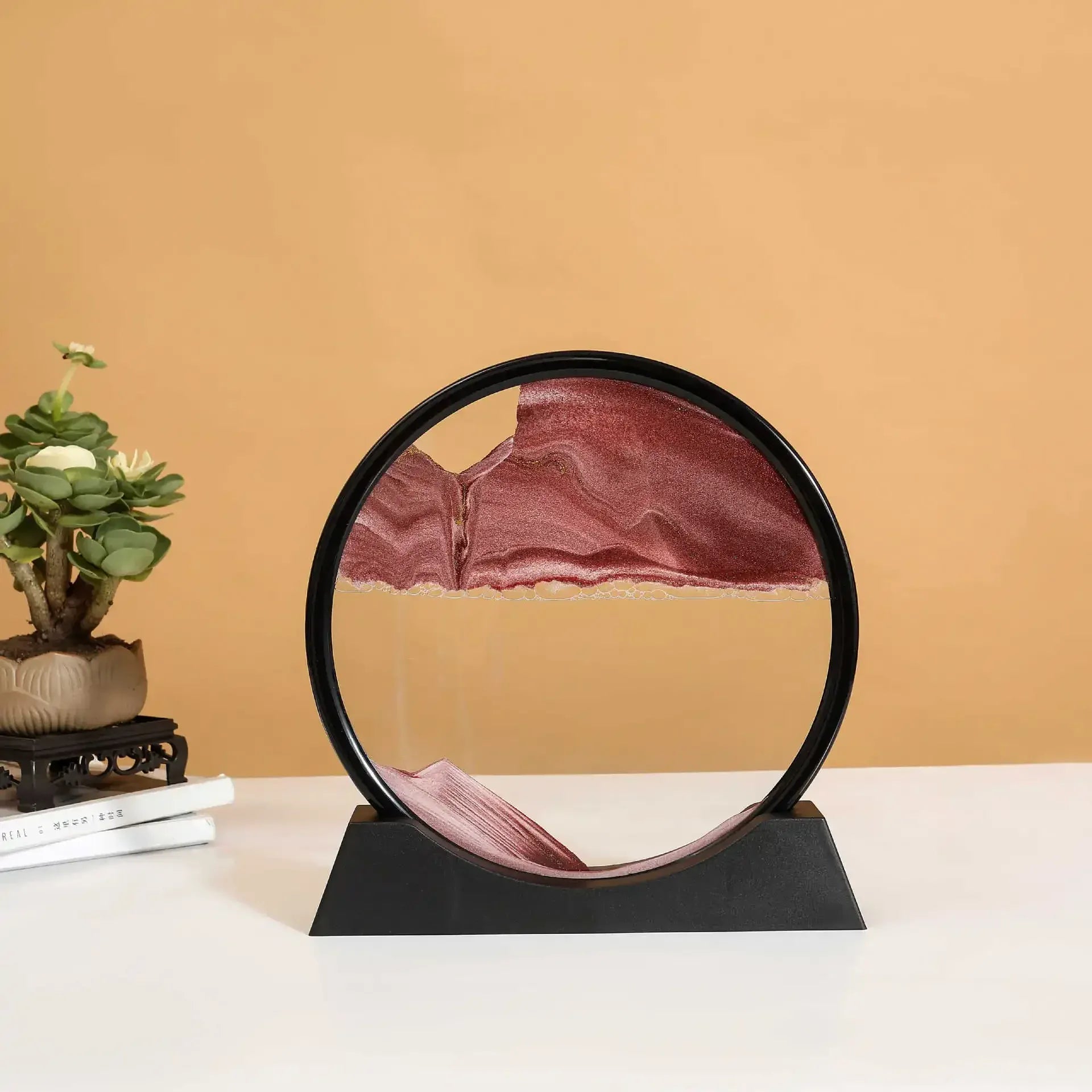 Essentialshouses 3D Sandscape Moving Sand Art Picture Round Glass Deep Sea Hourglass Quicksand Craft Flowing Sand Painting Office Home Decor Gift