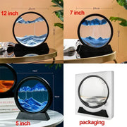 Essentialshouses 3D Sandscape Moving Sand Art Picture Round Glass Deep Sea Hourglass Quicksand Craft Flowing Sand Painting Office Home Decor Gift