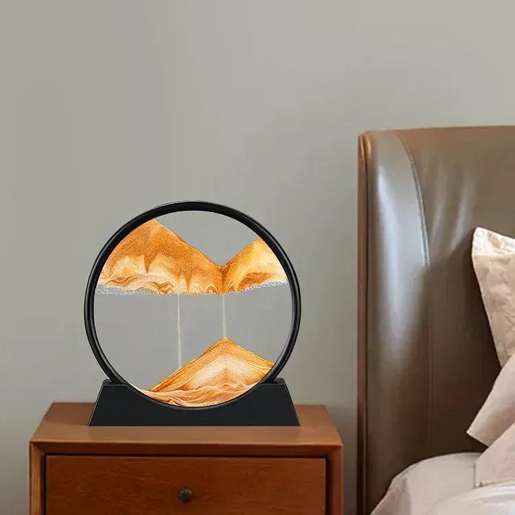 Essentialshouses 3D Sandscape Moving Sand Art Picture Round Glass Deep Sea Hourglass Quicksand Craft Flowing Sand Painting Office Home Decor Gift