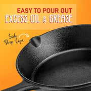 Essentialshouses 3PCS Cast Iron Skillet Set (6/8/10 Inch)  Pre-Seasoned, Heavy-Duty Pans for Oven, Grill & Campfire, Even Heat, Non-Stick Surface