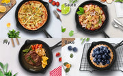 Essentialshouses 3PCS Cast Iron Skillet Set (6/8/10 Inch)  Pre-Seasoned, Heavy-Duty Pans for Oven, Grill & Campfire, Even Heat, Non-Stick Surface