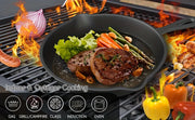 Essentialshouses 3PCS Cast Iron Skillet Set (6/8/10 Inch)  Pre-Seasoned, Heavy-Duty Pans for Oven, Grill & Campfire, Even Heat, Non-Stick Surface