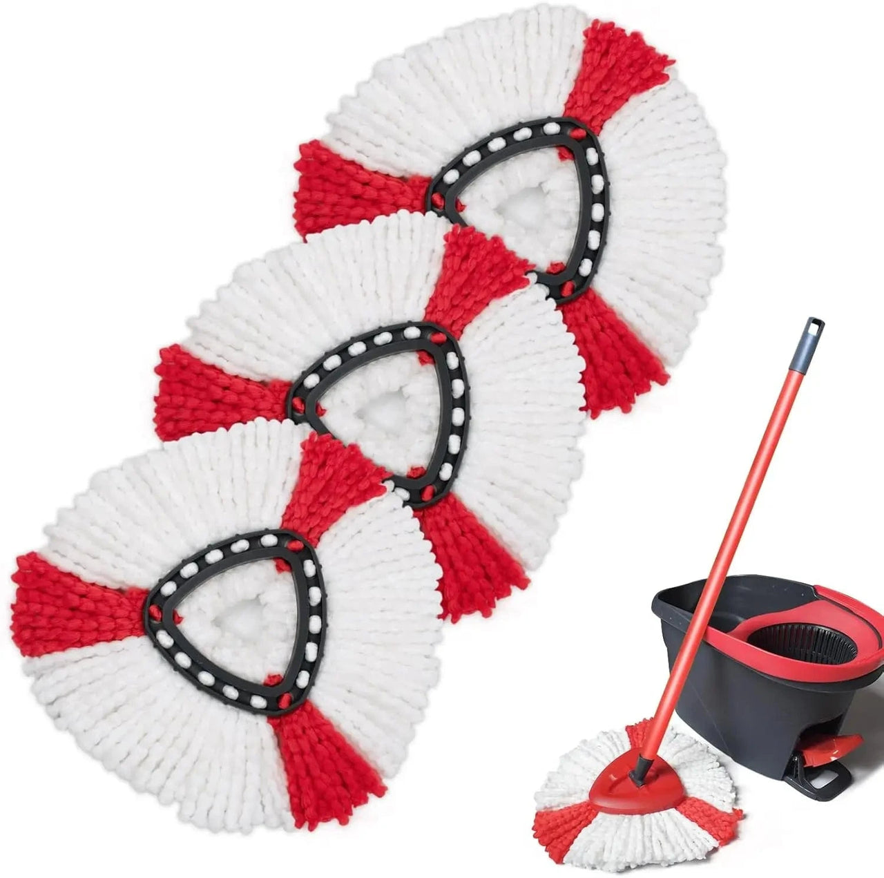 Essentialshouses 3PCS Microfibre Mop for Vileda Turbo 2-in-1, Mop Head for Vileda Turbo Spin Mops Easy Wringing 2-in-1, Spin Mop For All Floor Types