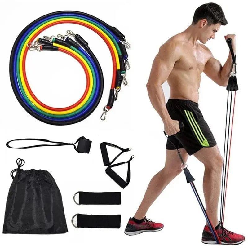 Essentialshouses 42in / 11 11pcs Resistance Bands Set with Handles, Door Anchor & Ankle Straps – Full Body Portable Workout Kit