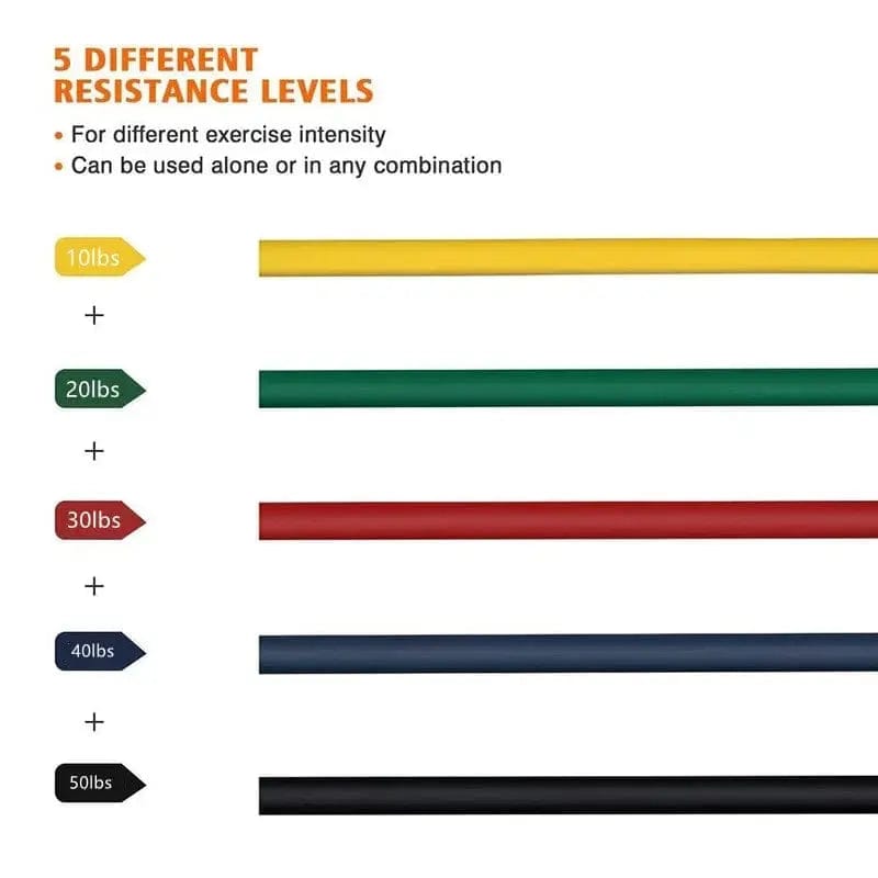 Essentialshouses 42in / 11 11pcs Resistance Bands Set with Handles, Door Anchor & Ankle Straps – Full Body Portable Workout Kit