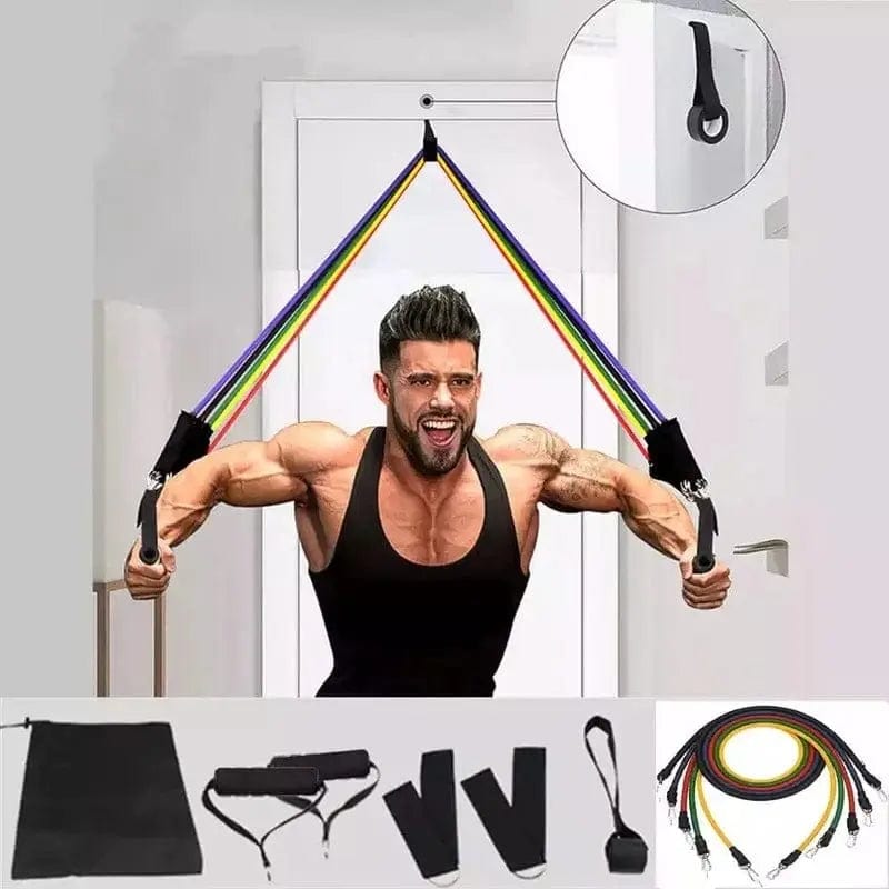 Essentialshouses 42in / 11 11pcs Resistance Bands Set with Handles, Door Anchor & Ankle Straps – Full Body Portable Workout Kit