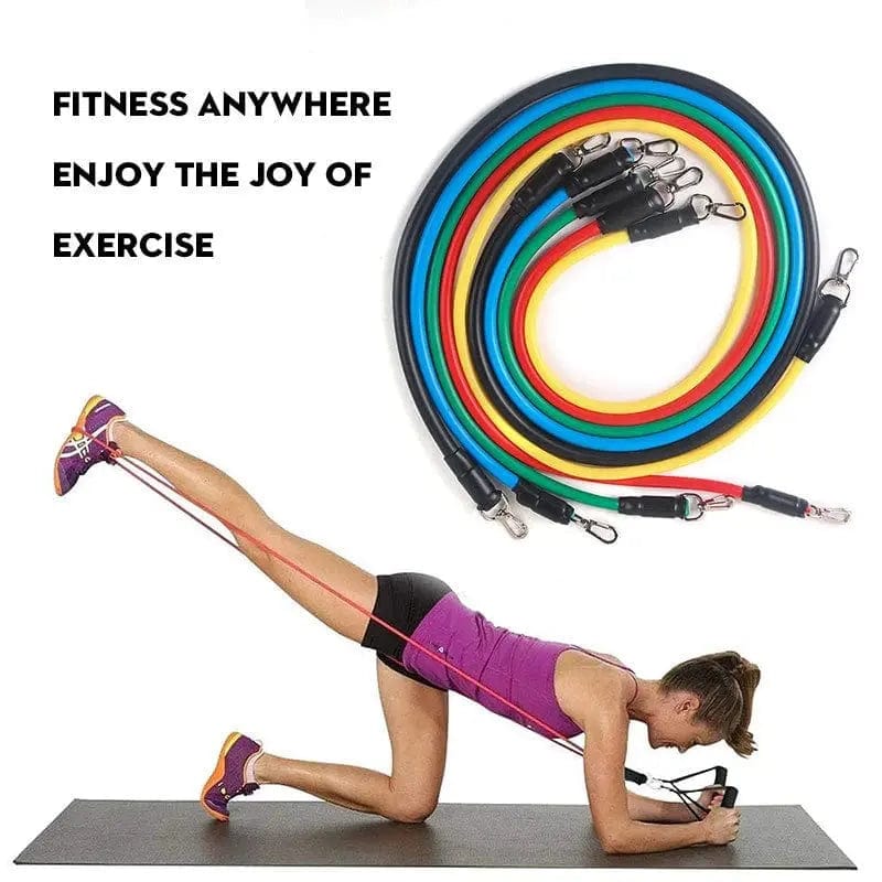 Essentialshouses 42in / 11 11pcs Resistance Bands Set with Handles, Door Anchor & Ankle Straps – Full Body Portable Workout Kit