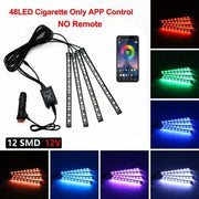 Essentialshouses 48LED APP Cig Car Interior Ambient Foot Strip Light Kit