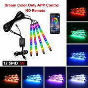 Essentialshouses 48LED Dreamcolor USB Car Interior Ambient Foot Strip Light Kit
