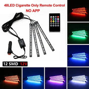 Essentialshouses 48LED Remote Cig Car Interior Ambient Foot Strip Light Kit