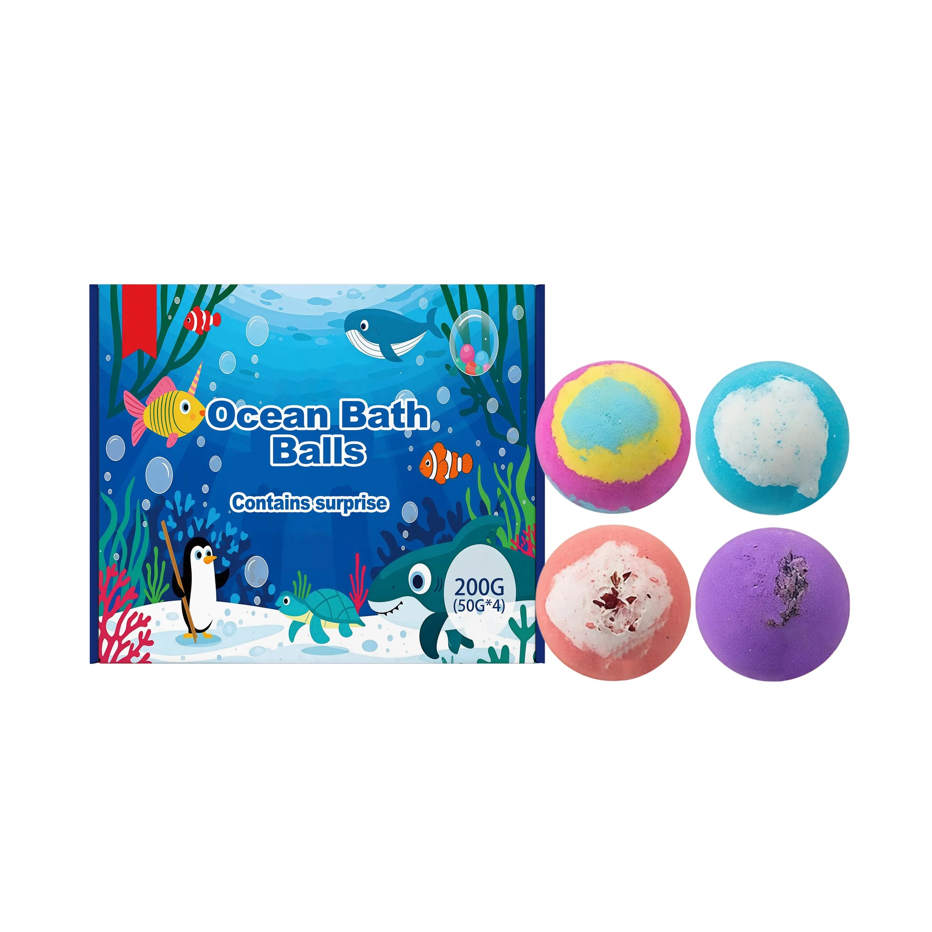 Essentialshouses 4pcs(1box) 12pcs Bath Bombs Set with Surprise Toys Inside Natural Organic Bubble Bath Fizzies Balls Gift for Holiday Gift Set