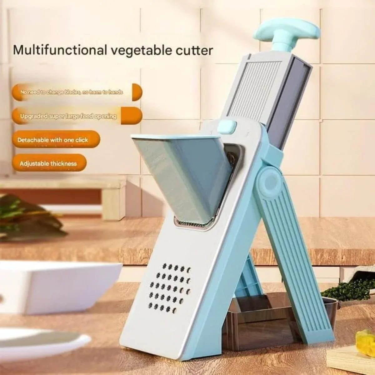 Essentialshouses 5 in 1 Vegetable Chopper Food Potato Cutter, Strips Julienne Dicer Adjustable Thickness 0.1-8 Mm Kitchen Chopping Kitchen Tools