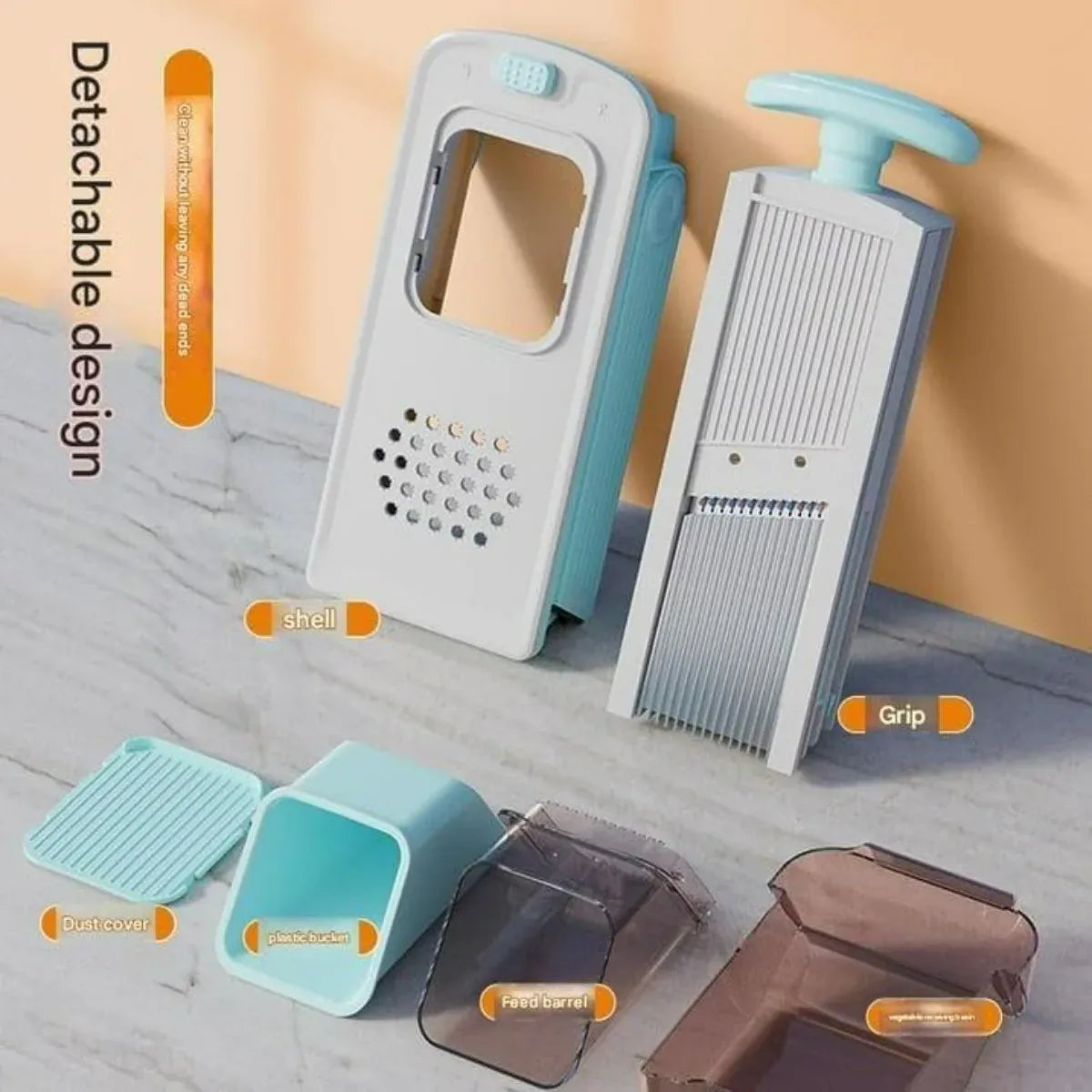 Essentialshouses 5 in 1 Vegetable Chopper Food Potato Cutter, Strips Julienne Dicer Adjustable Thickness 0.1-8 Mm Kitchen Chopping Kitchen Tools