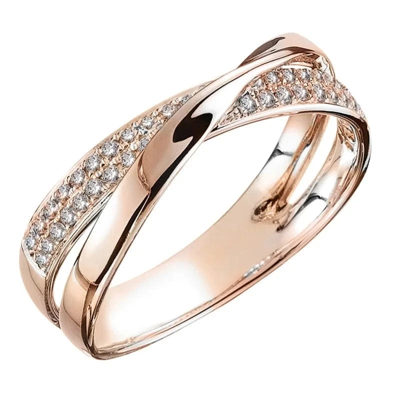 Essentialshouses 5 / Rose Gold Newest Fresh Two Tone X Shape Cross Ring for Women Wedding Trendy Jewelry