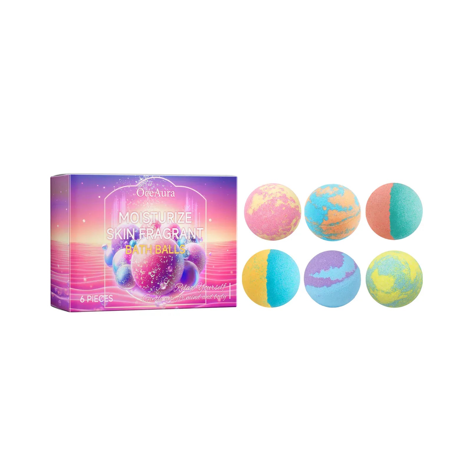 Essentialshouses 6pcs boxed 6PCS Colorful Bath Balls Gift Set Deep Moisturizing Skin Exfoliating Reduce Dryness Cheerful Scent Relax Spa Bath Flavor Balls