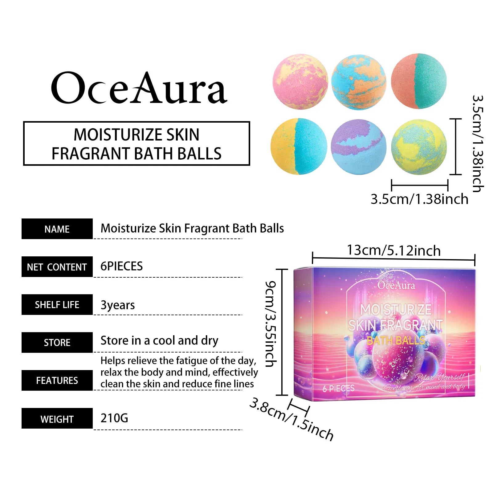 Essentialshouses 6PCS Colorful Bath Balls Gift Set Deep Moisturizing Skin Exfoliating Reduce Dryness Cheerful Scent Relax Spa Bath Flavor Balls