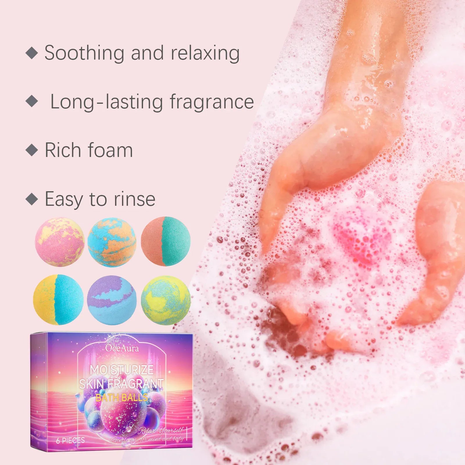 Essentialshouses 6PCS Colorful Bath Balls Gift Set Deep Moisturizing Skin Exfoliating Reduce Dryness Cheerful Scent Relax Spa Bath Flavor Balls
