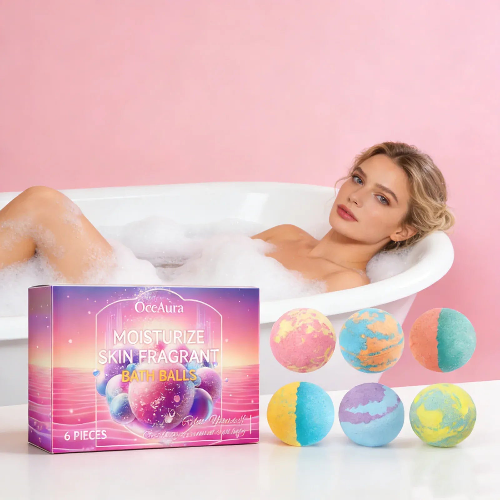 Essentialshouses 6PCS Colorful Bath Balls Gift Set Deep Moisturizing Skin Exfoliating Reduce Dryness Cheerful Scent Relax Spa Bath Flavor Balls