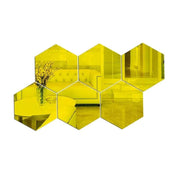 Essentialshouses 6PCS Gold / L 126x110x63mm 🔳3D Mirror Hexagon Wall Stickers – DIY Self-Adhesive Décor