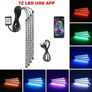 Essentialshouses 72LED APP USB Car Interior Ambient Foot Strip Light Kit