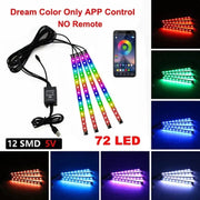 Essentialshouses 72LED Dreamcolor USB Car Interior Ambient Foot Strip Light Kit